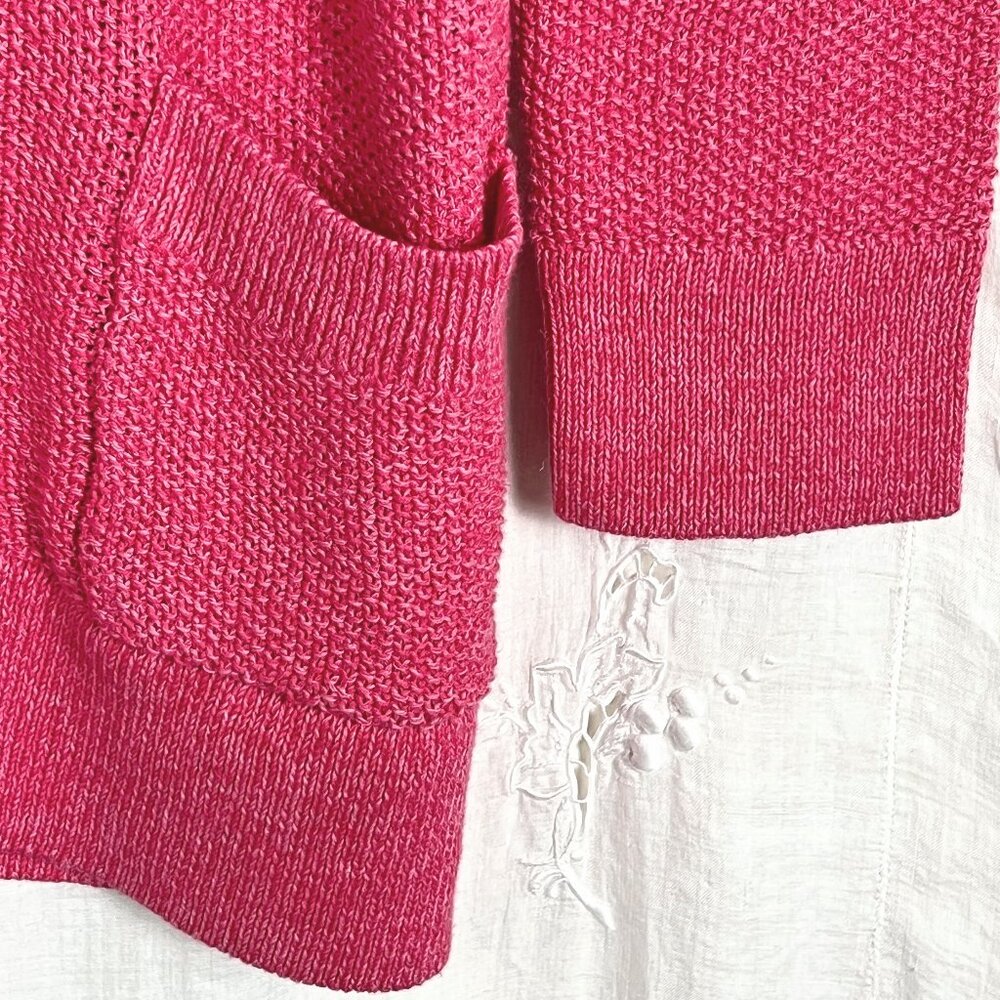 Appleseed's Raspberry Pink/White Heather Knit Open Cardigan - Picture 5 of 11
